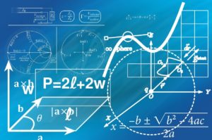 mathematische Berechnung weiß auf blau